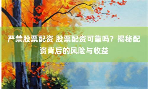 严禁股票配资 股票配资可靠吗？揭秘配资背后的风险与收益