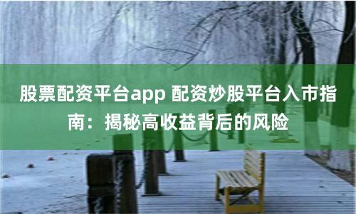 股票配资平台app 配资炒股平台入市指南：揭秘高收益背后的风险